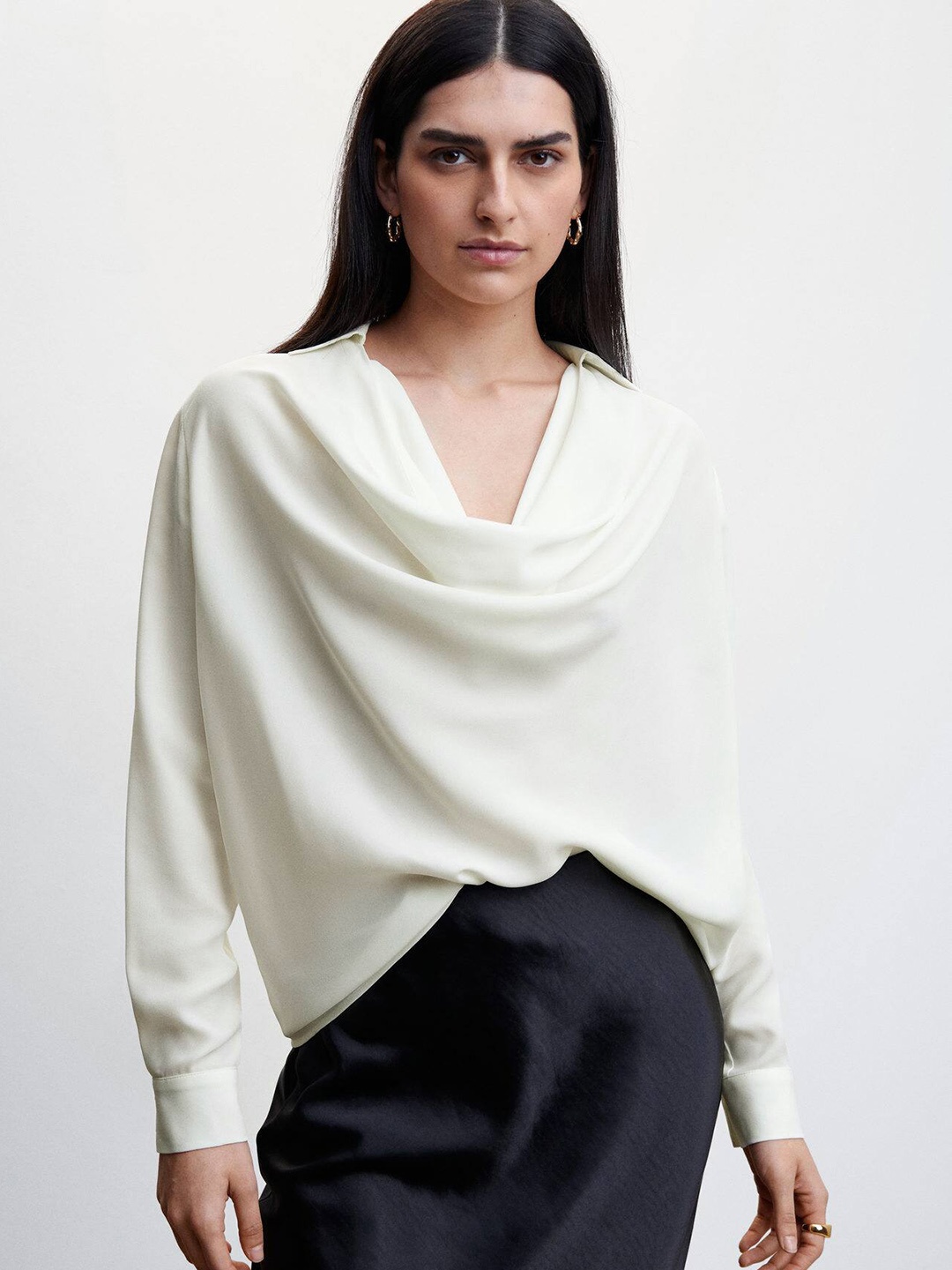 

MANGO Cowl Neck Top, Off white