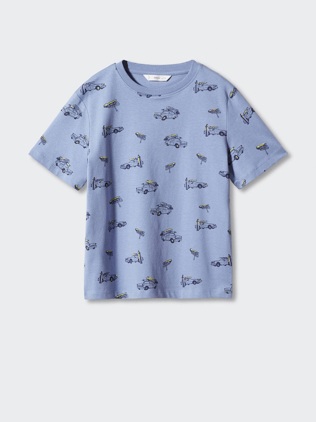 

Mango Kids Boys Pure Cotton Conversational Printed T-shirt, Blue