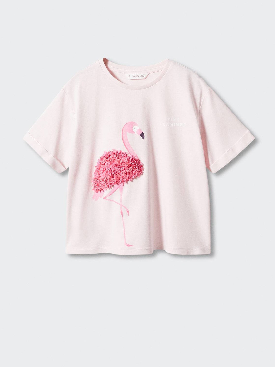 

Mango Kids Girls Graphic Printed Pure Cotton Applique Detail T-shirt, Pink