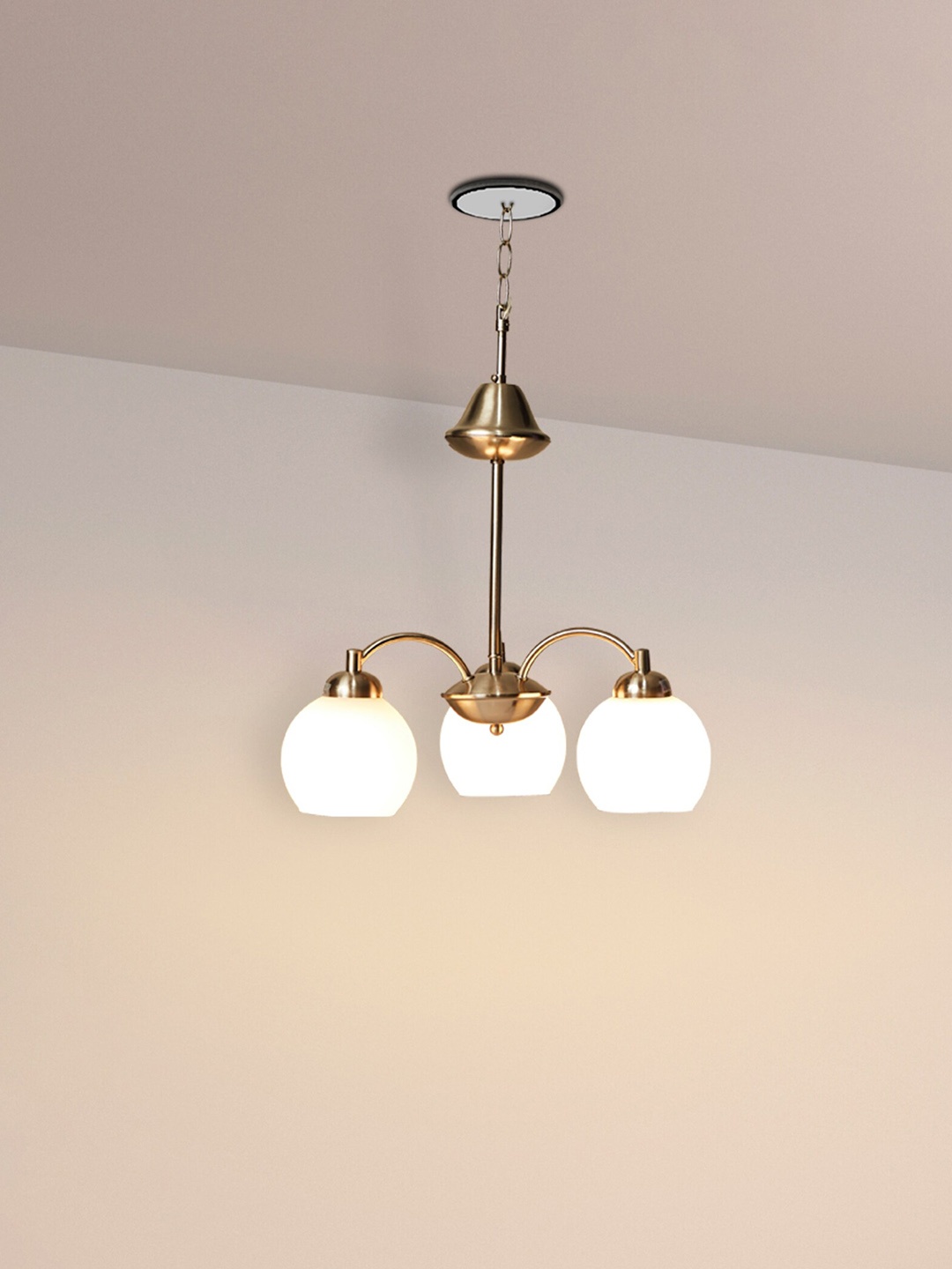 

Home Centre Melody Lustre White Metal & Glass Ceiling Lamp, Silver