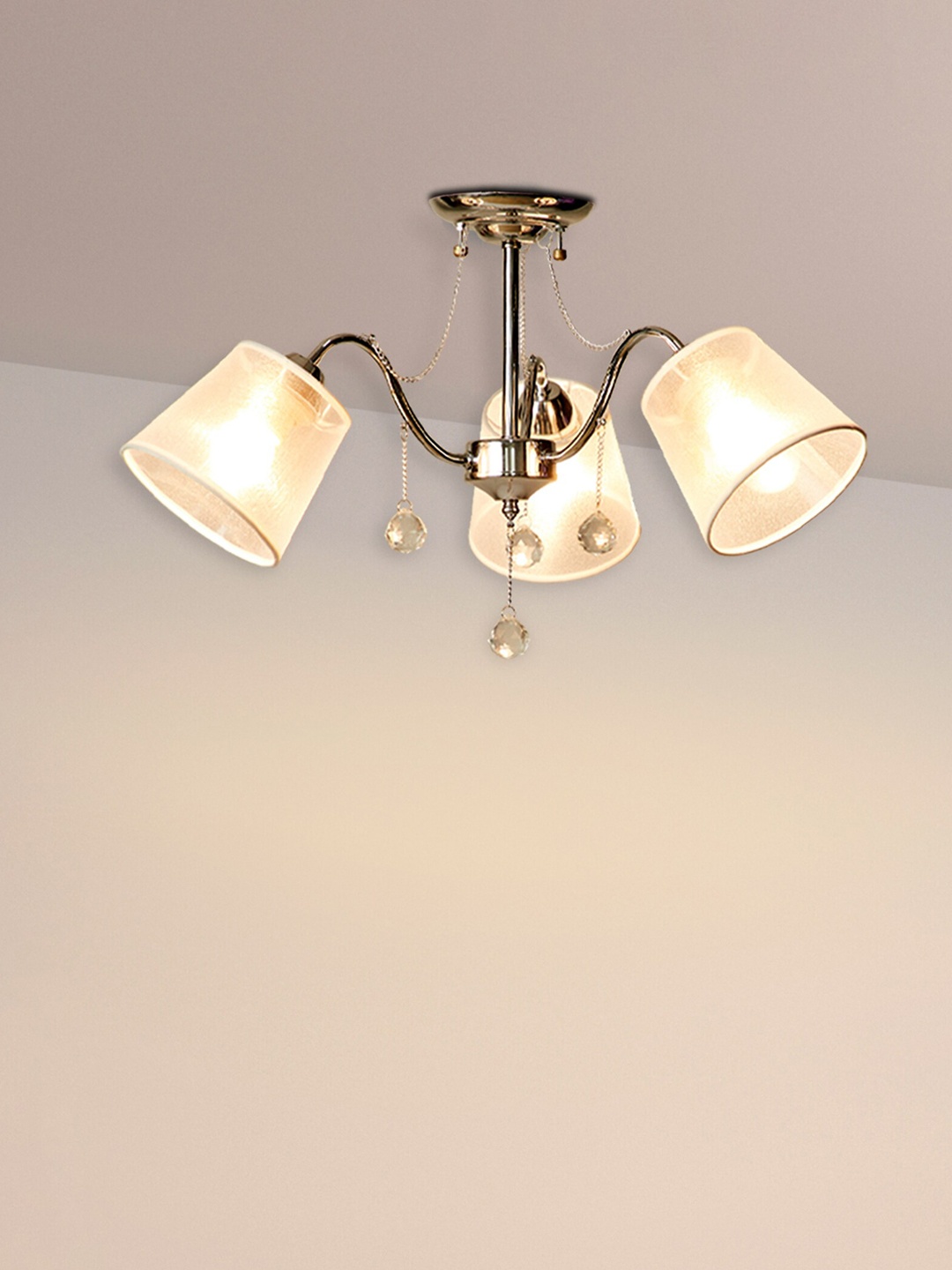 

Home Centre White Melody Lustre Metal and Glass Ceiling Lamp