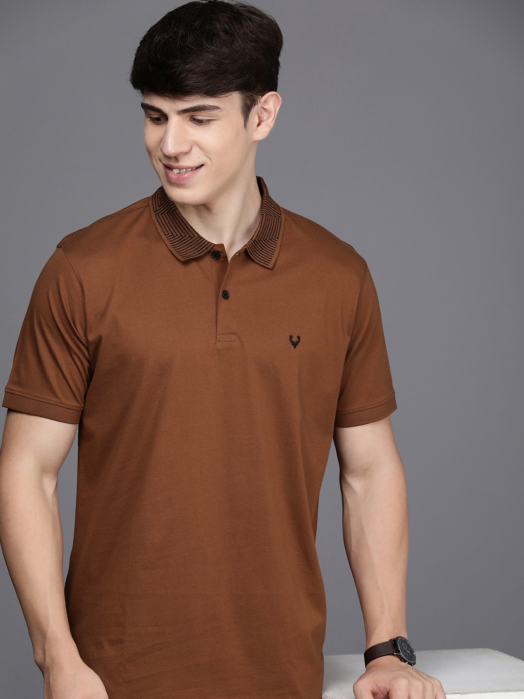 

Allen Solly Men Printed Polo Collar T-shirt, Brown