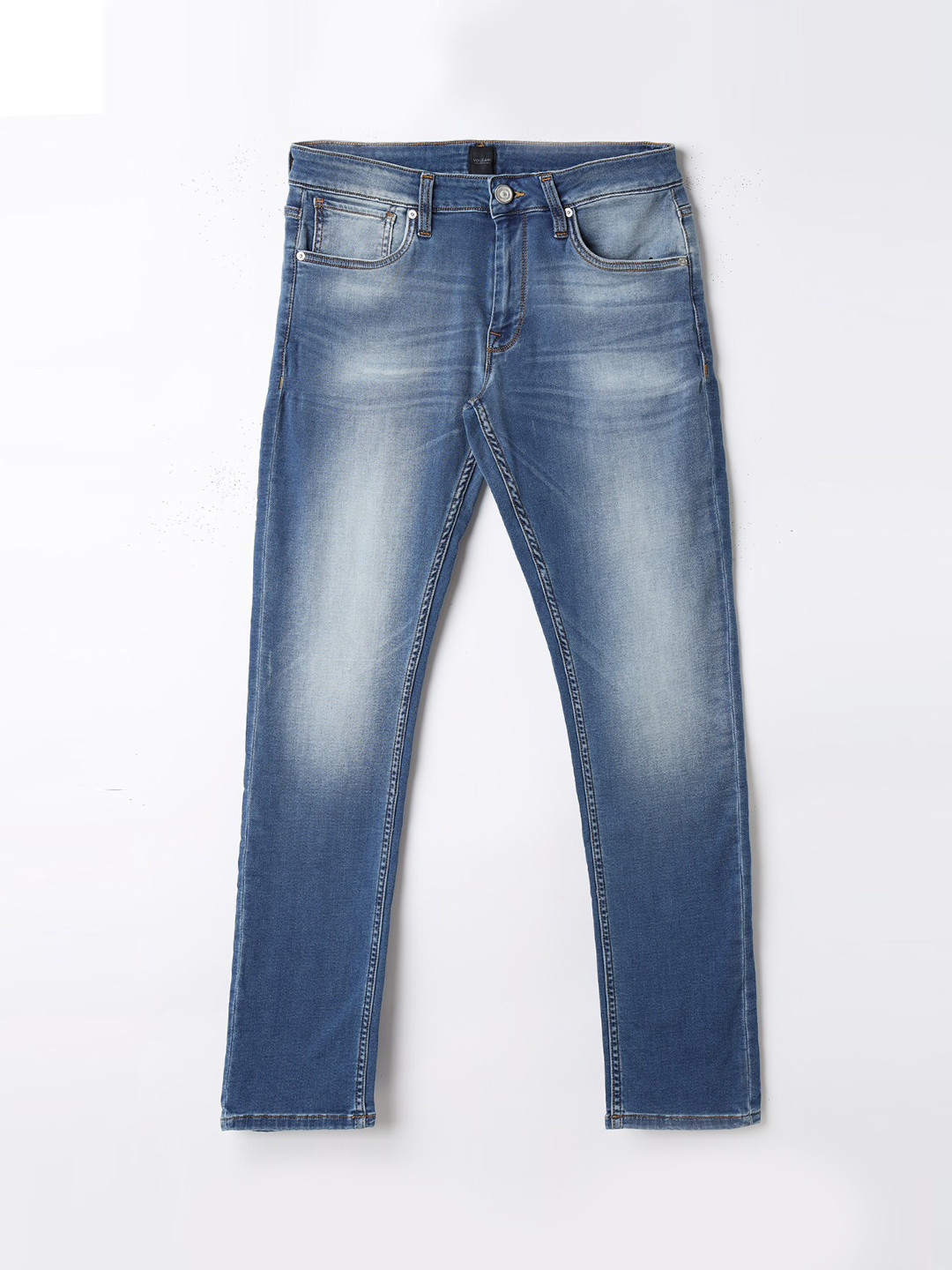 

Voi Jeans Men Slim Fit Low Distress Heavy Fade Cotton Jeans, Blue