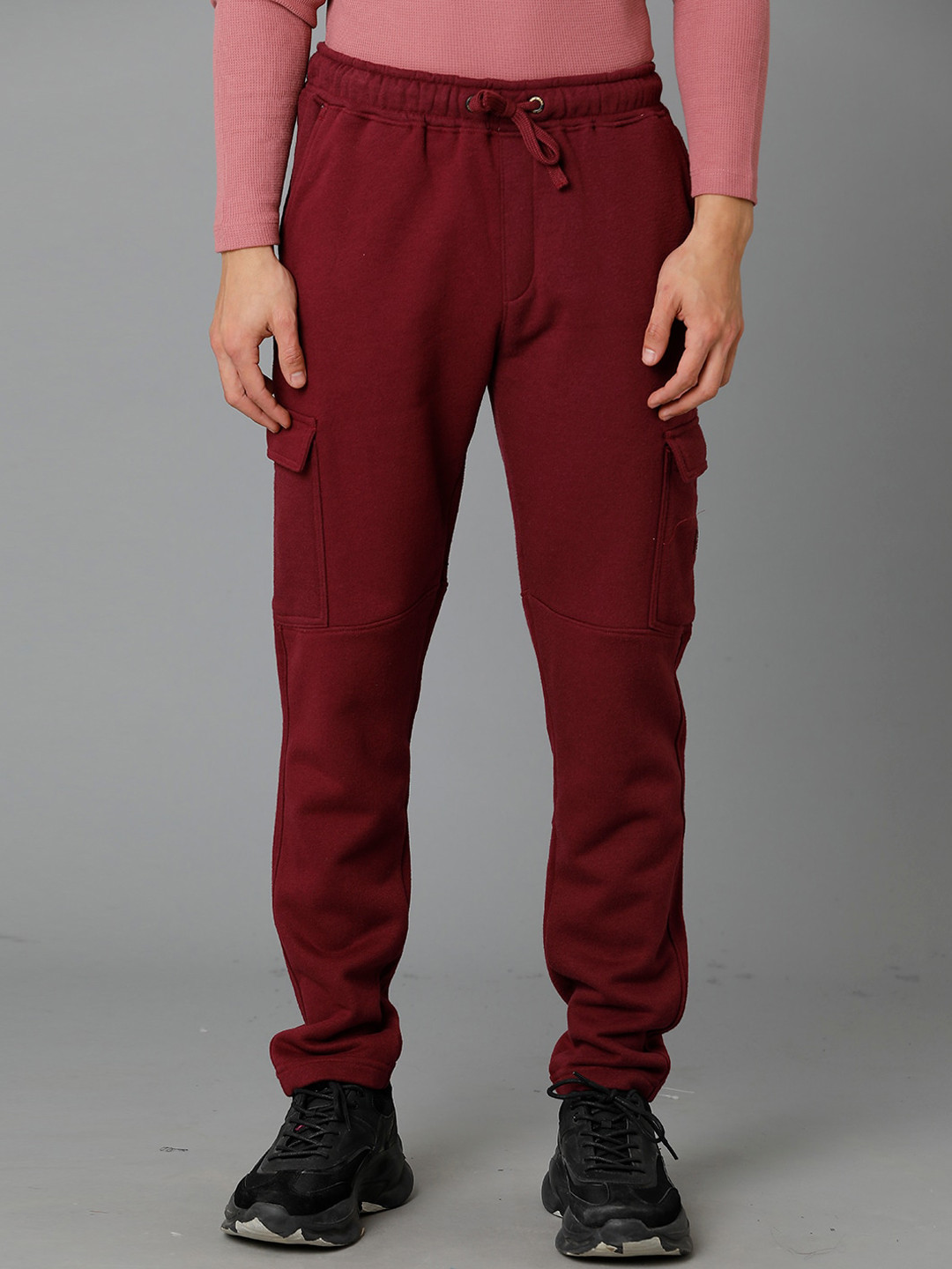 

Voi Jeans Men Comfort Fit Mid-Rise Track Pants, Red