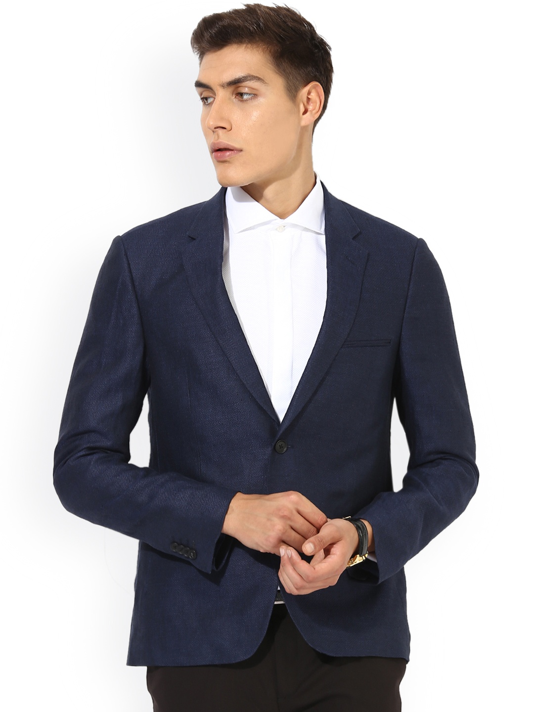 

Bruun & Stengade Men Blue Slim Fit Single-Breasted Formal Blazer