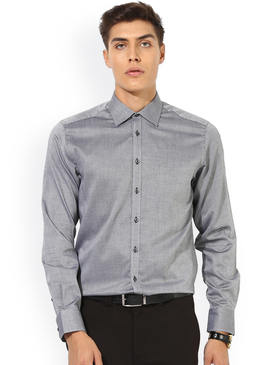 

Bruun & Stengade Men Grey Classic Regular Fit Self Design Formal Shirt