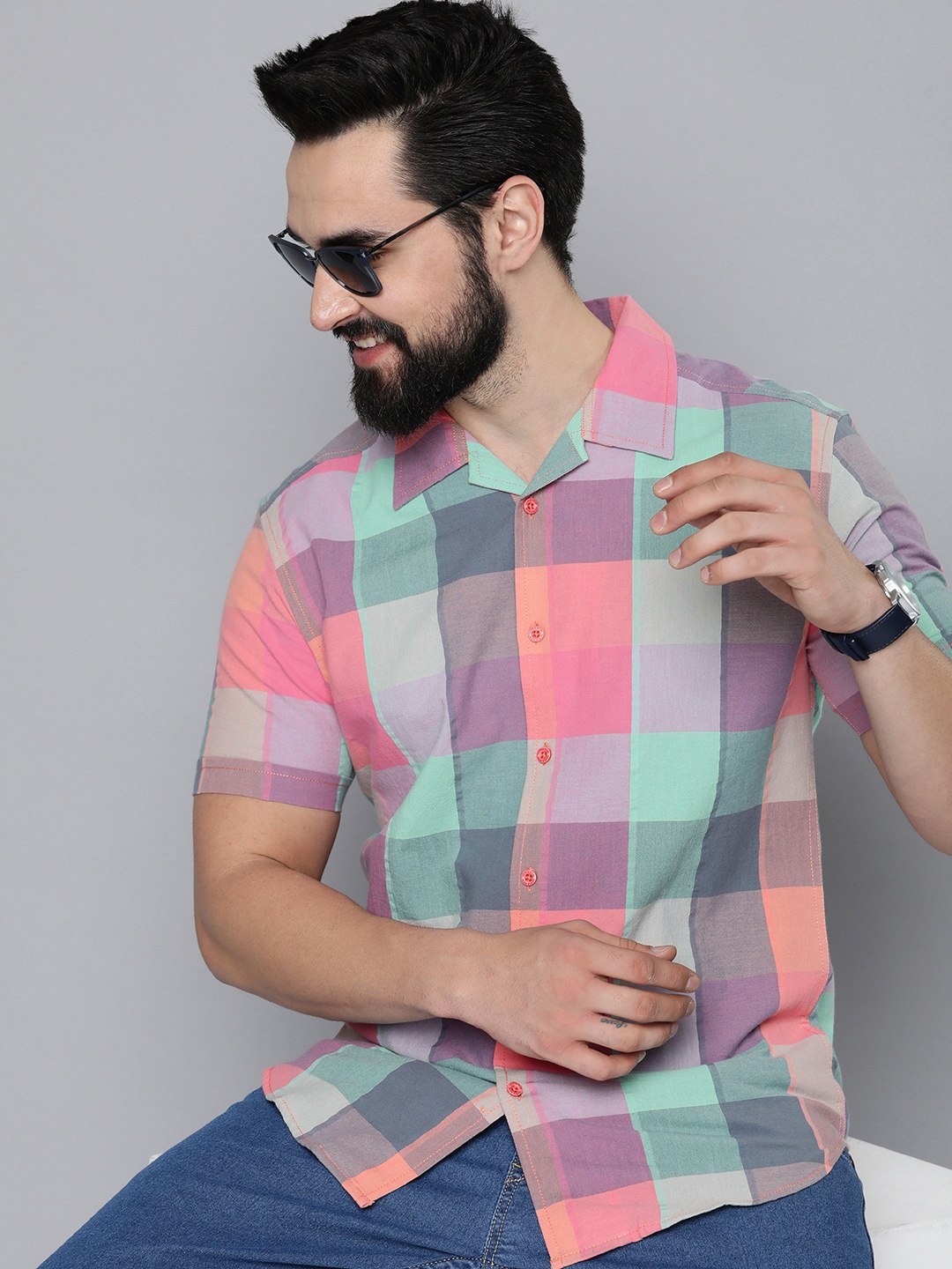 

HERE&NOW Men Multicoloured Slim Fit Opaque Checked Casual Shirt, Multi