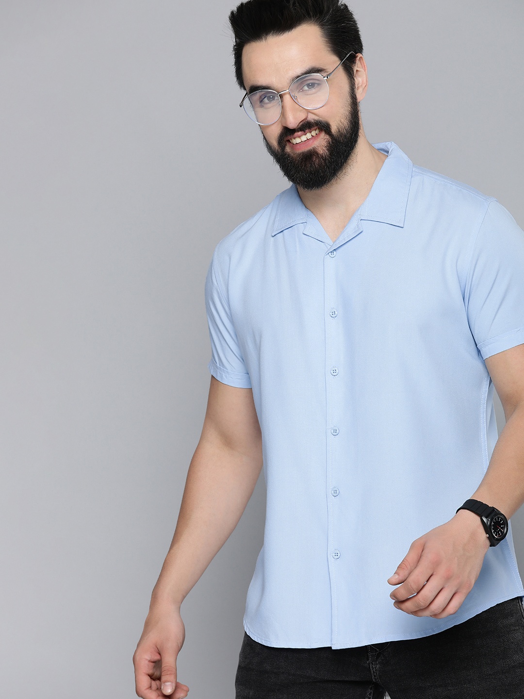 

HERE&NOW Men Blue Slim Fit Opaque Casual Shirt