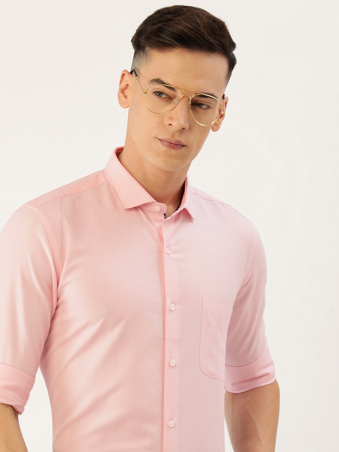 

Peter England Men Slim Fit Opaque Casual Shirt, Pink