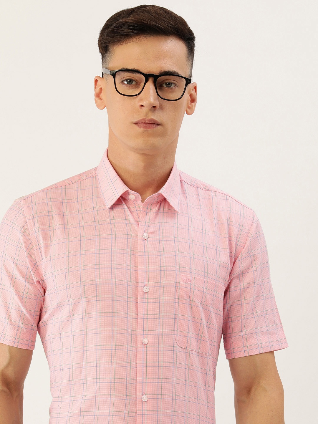 

Peter England Men Opaque Checked Formal Shirt, Pink