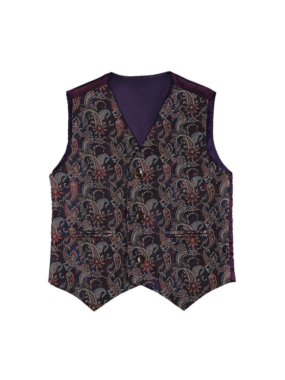 

KID1 Boys V-Neck Paisley Woven Design Waistcoat, Navy blue