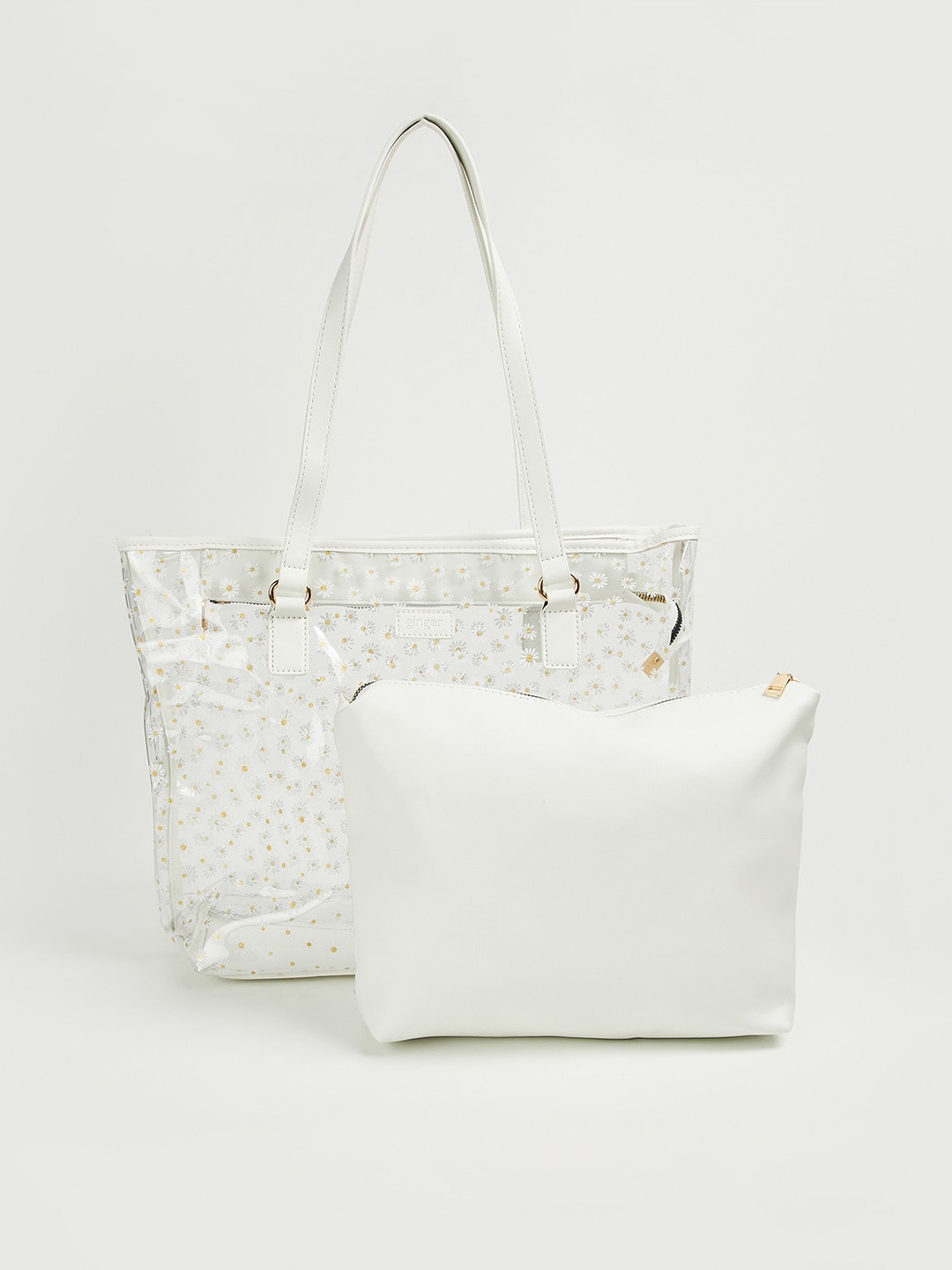 

Ginger by Lifestyle Oversized Shopper Shoulder Bag with Pouch, White
