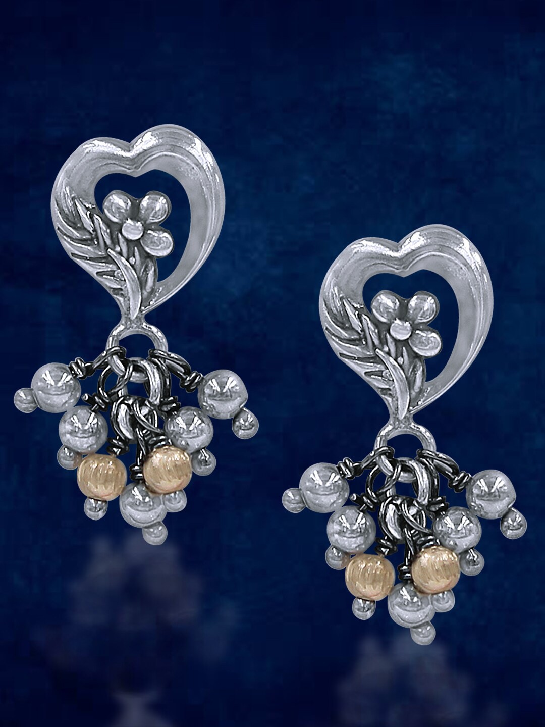 

Taraash Silver-Plated Heart Shaped Drop Earrings