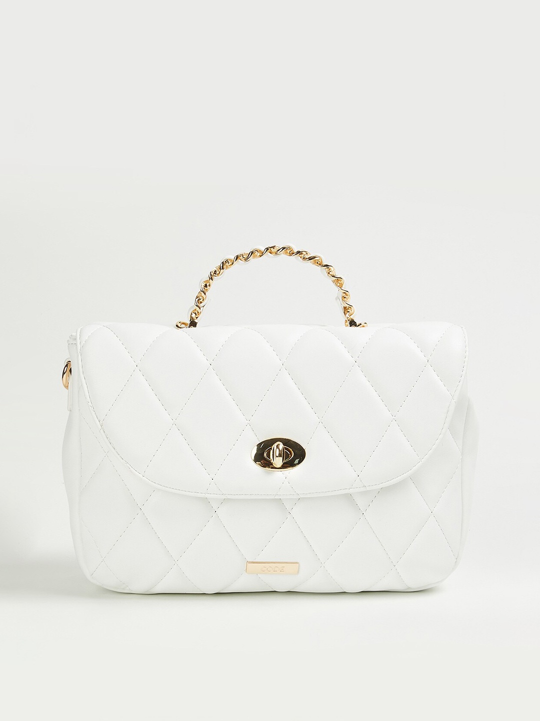 

CODE by Lifestyle Geometric Structured Satchel With Quilted, Off white