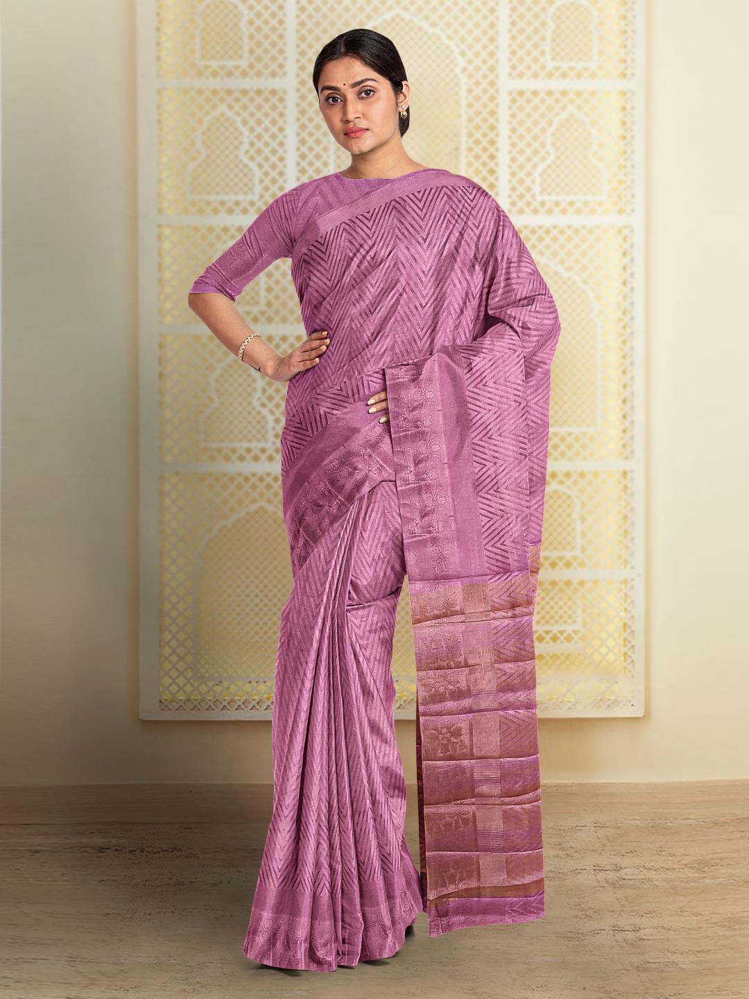 

Kalamandir Geometric woven Design Saree, Pink