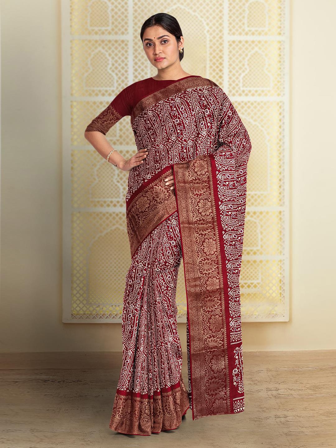 

Kalamandir Paisley Printed Saree, Maroon