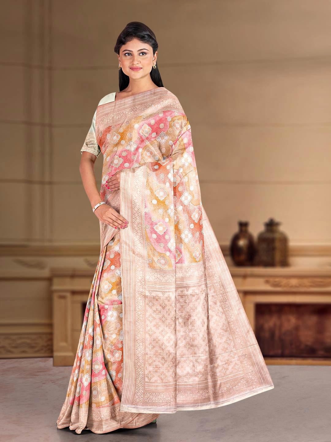 

Kalamandir Floral Printed Saree, White