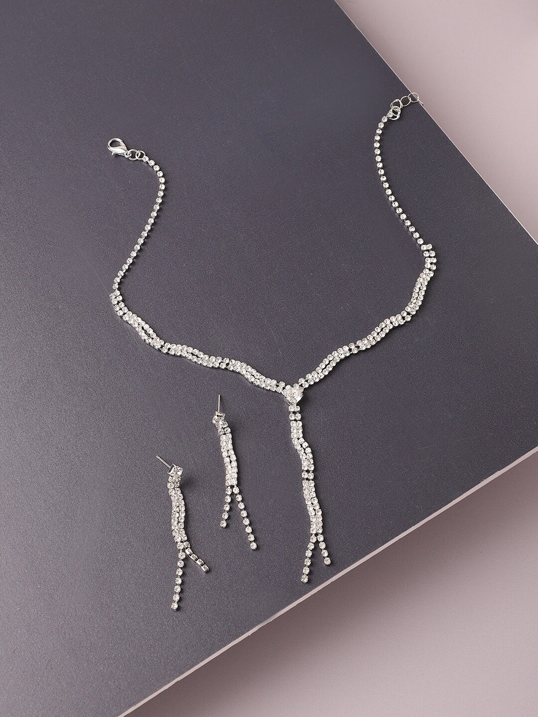 

SOHI Silver-Plated Stone-Studded Jewellery Set