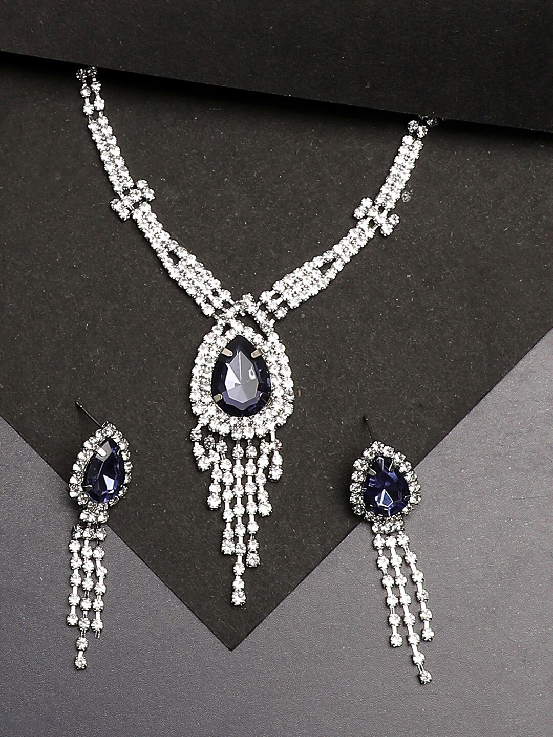 

SOHI Silver-Plated Stone-Studded Jewellery Set
