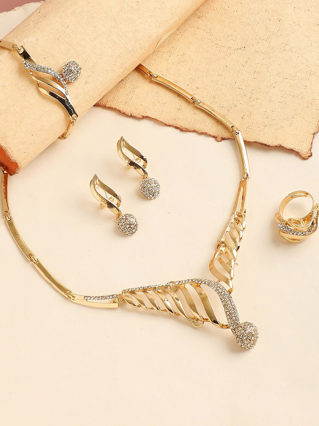 

SOHI Gold-Plated Stone-Studded Jewellery Set