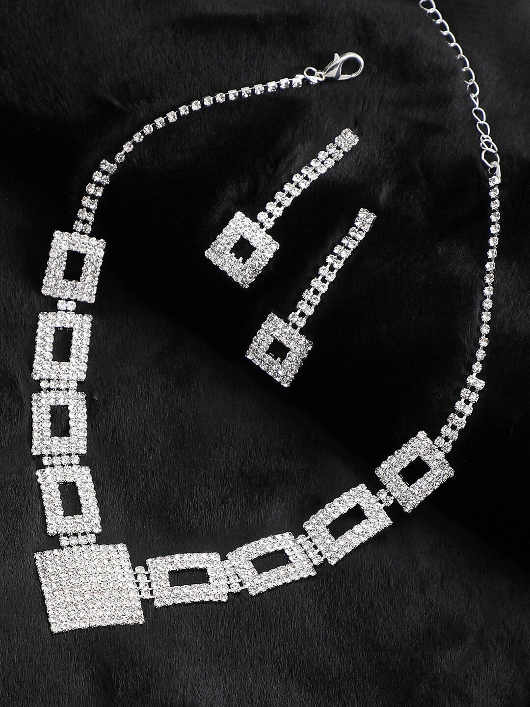 

SOHI Silver-Plated Stone-Studded Jewellery Set