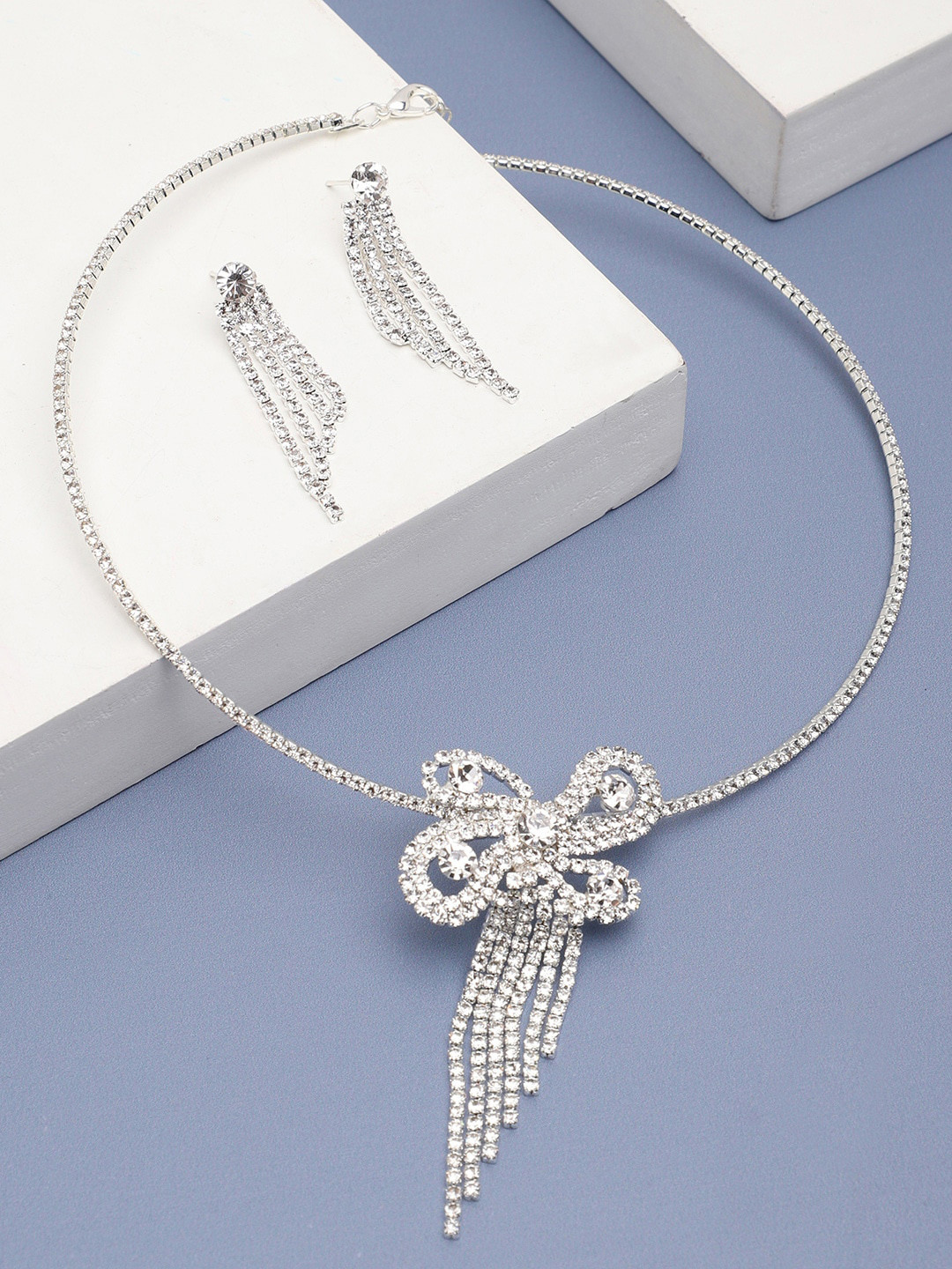 

SOHI Silver-Plated Stone-Studded Jewellery Set