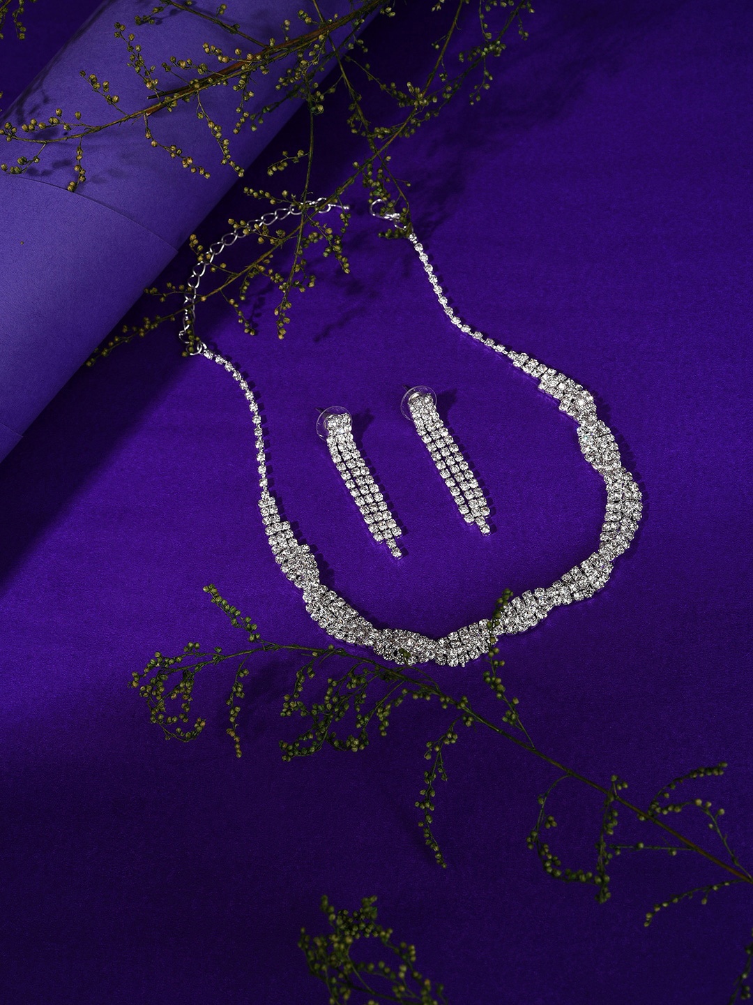 

SOHI Silver-Plated Artificial Stones-Studded Jewellery Set