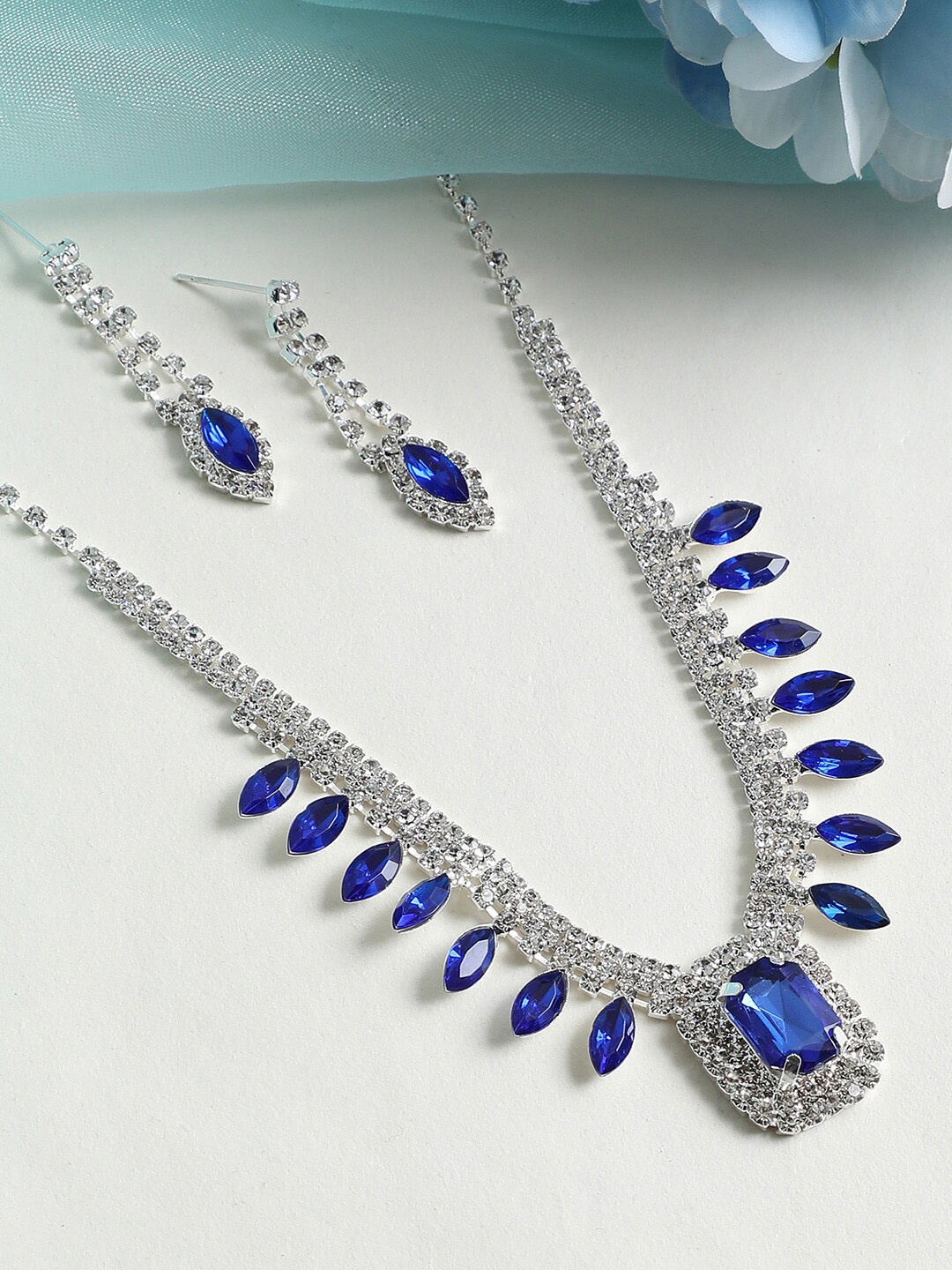 

SOHI Silver-Plated Stone-Studded Jewellery Set