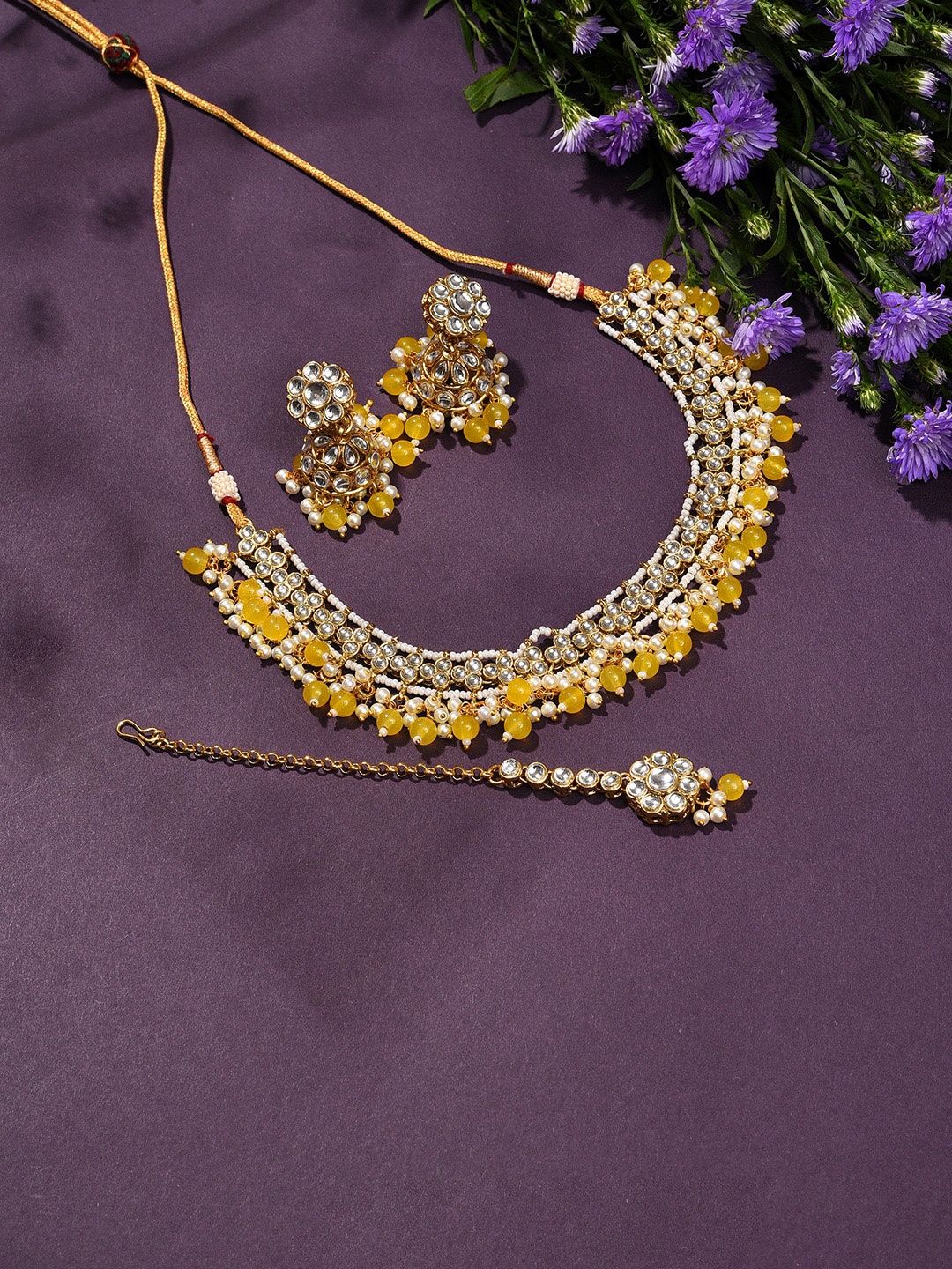 

SOHI Gold-Plated Stone-Studded Jewellery Set