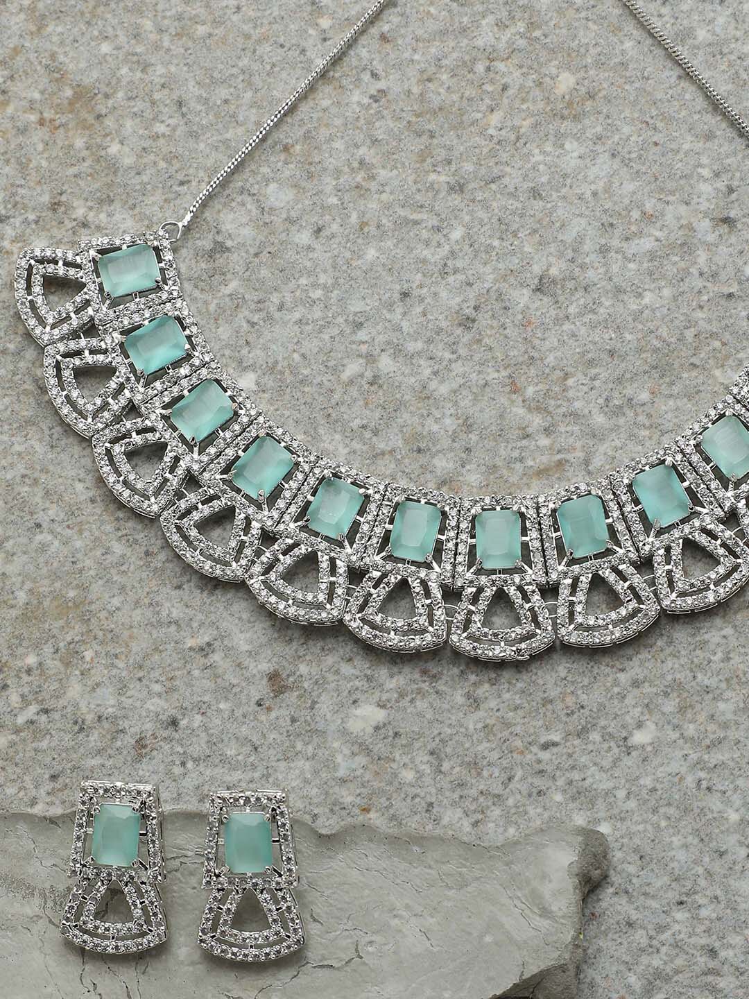 

SOHI Silver-Plated Stone-Studded Jewellery Set