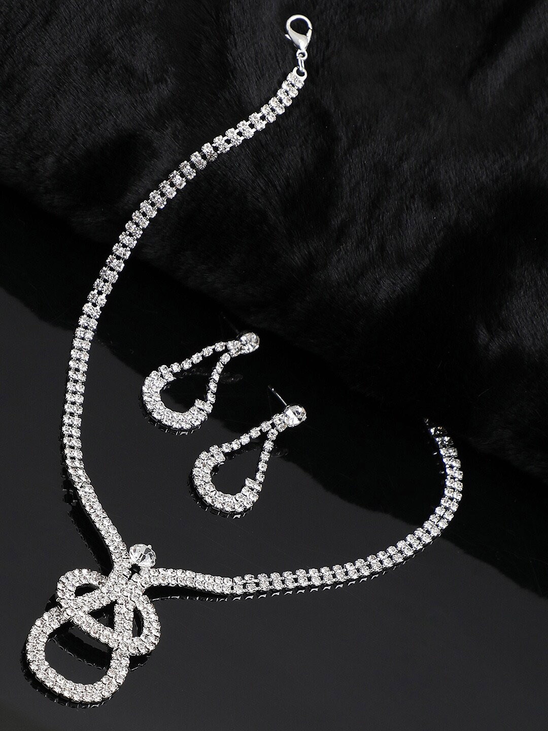 

SOHI Silver-Plated Stone-Studded Embellished Jewellery Set