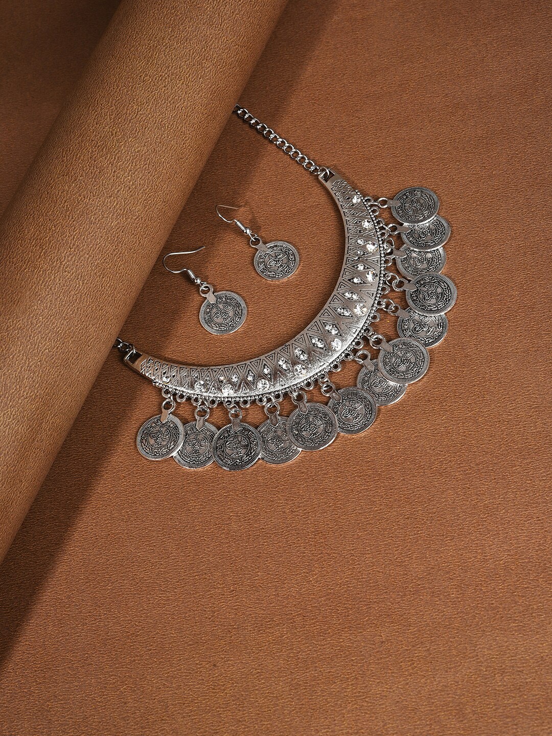 

SOHI Silver-Plated Stone-Studded Jewellery Set