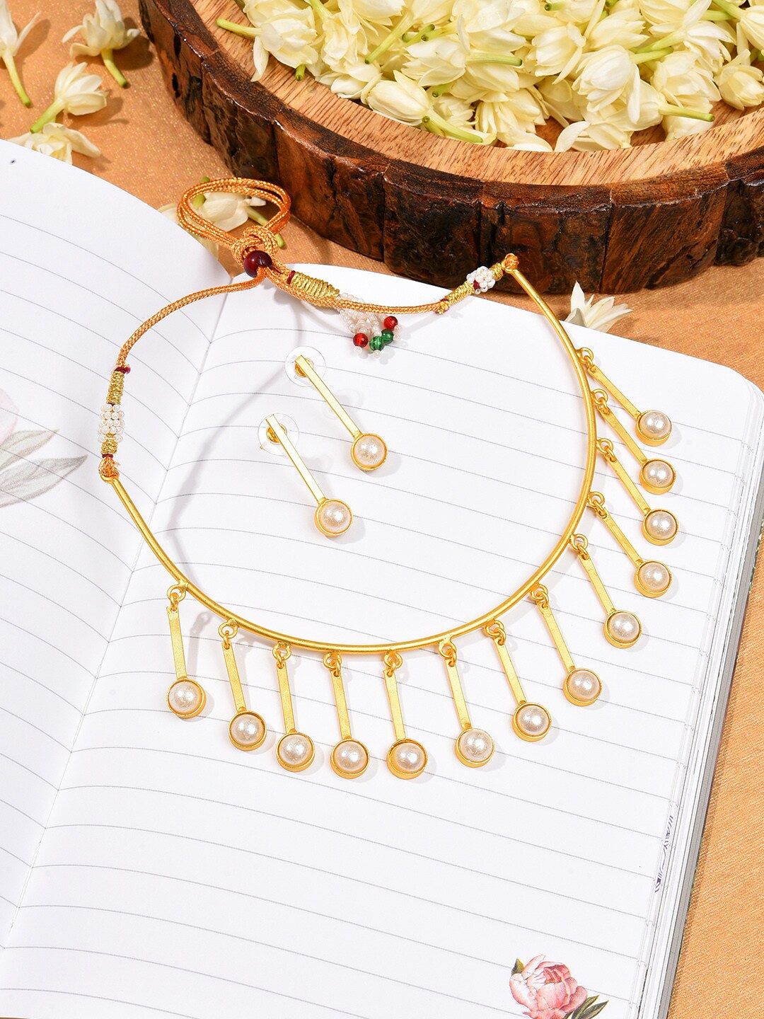 

SOHI Gold-Plated Pearls-Beaded Jewellery Set