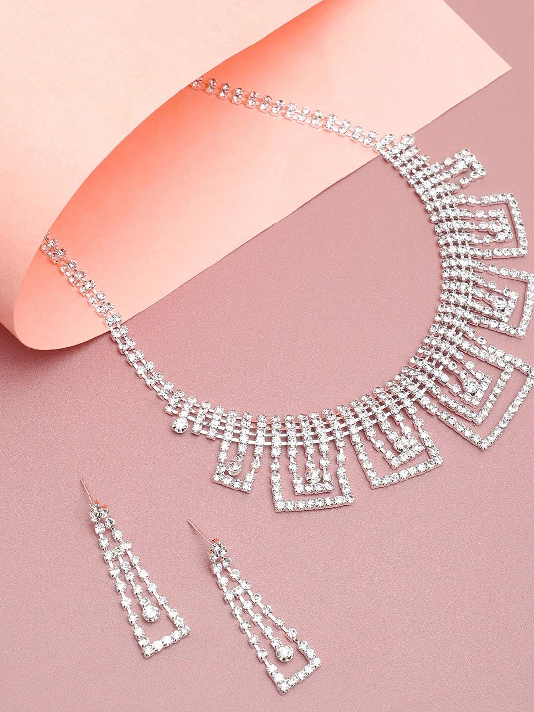 

SOHI Silver-Plated Stone-Studded Jewellery Set