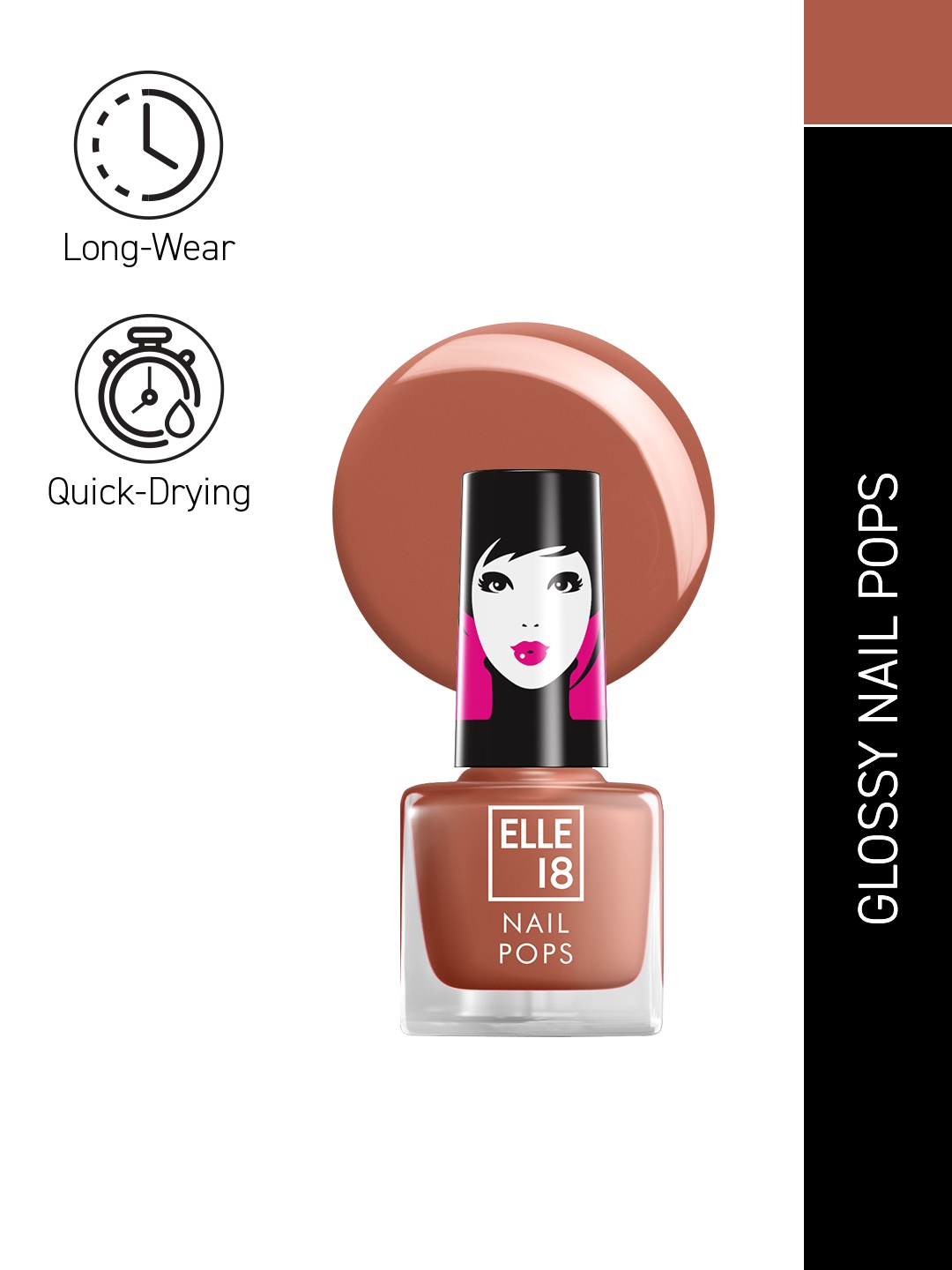 

ELLE 18 Nail Pops Long Stay Nail Polish 5ml - Shade 193, Brown