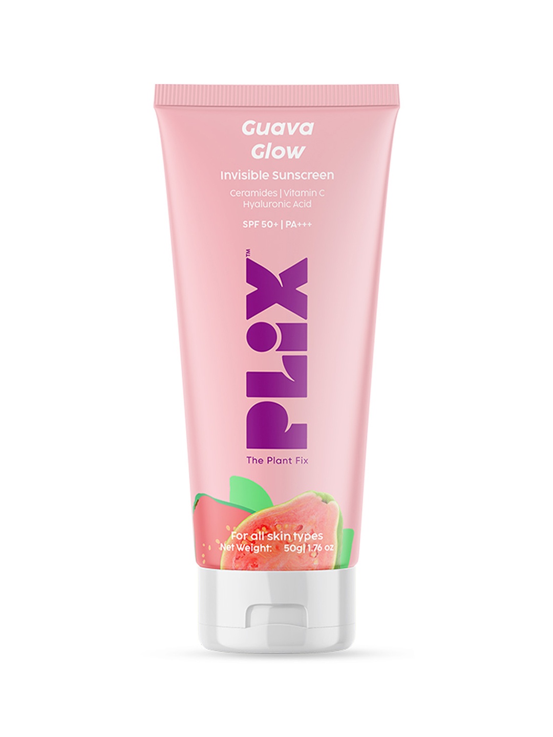 

PLIX THE PLANT FIX Guava Glow Invisible Sunscreen Gel SPF50+ PA+++ with Ceramides - 50g, Pink