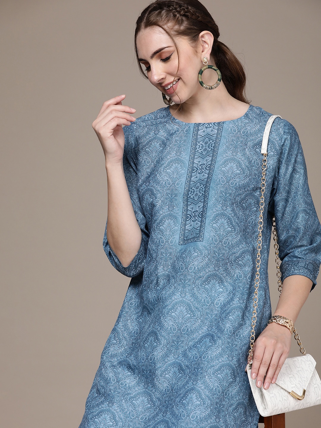

Anouk Women Ethnic Motifs Printed Regular Kurta with Palazzos, Blue