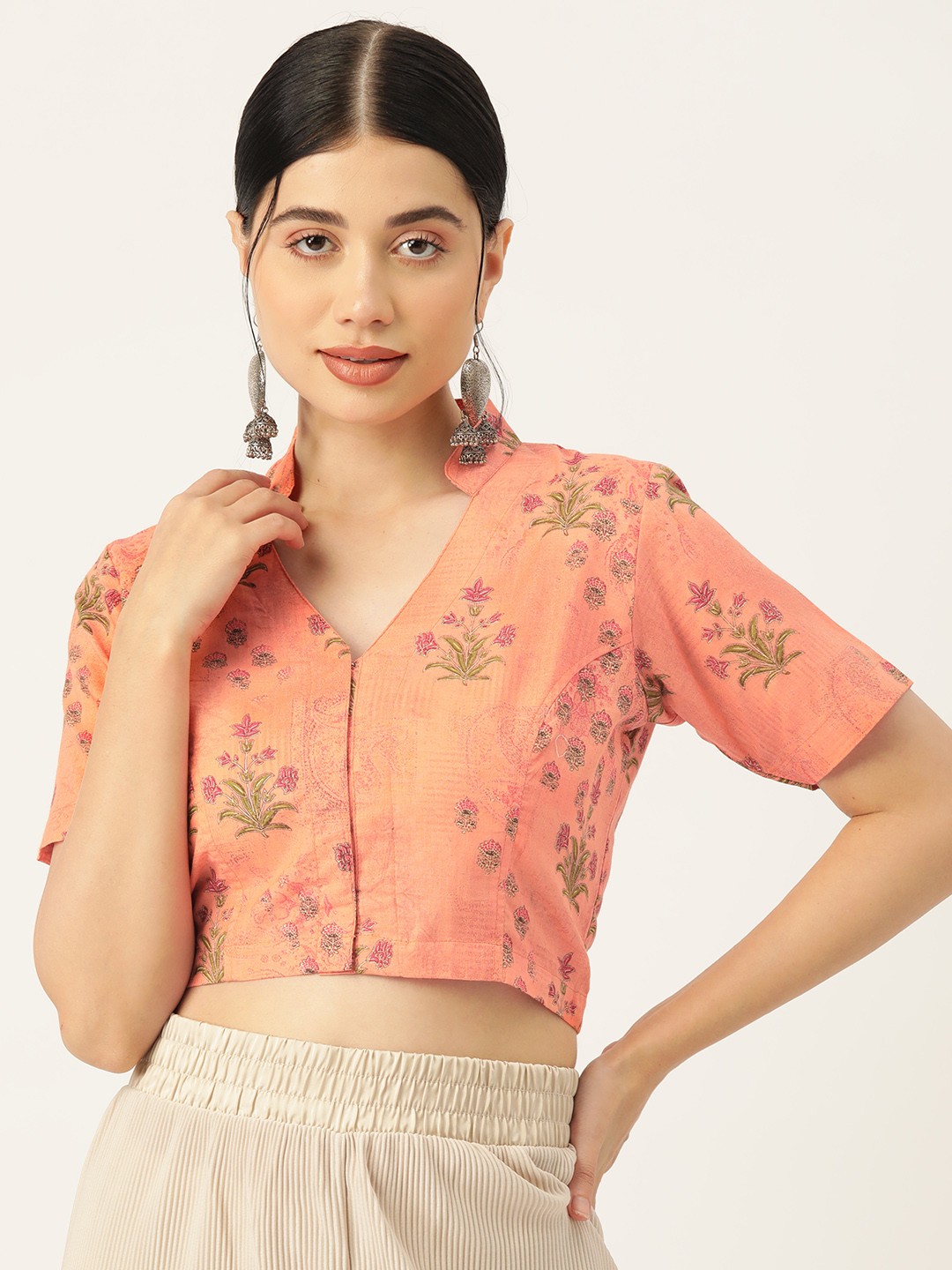 

Molcha Cotton Front Open Blouse, Peach
