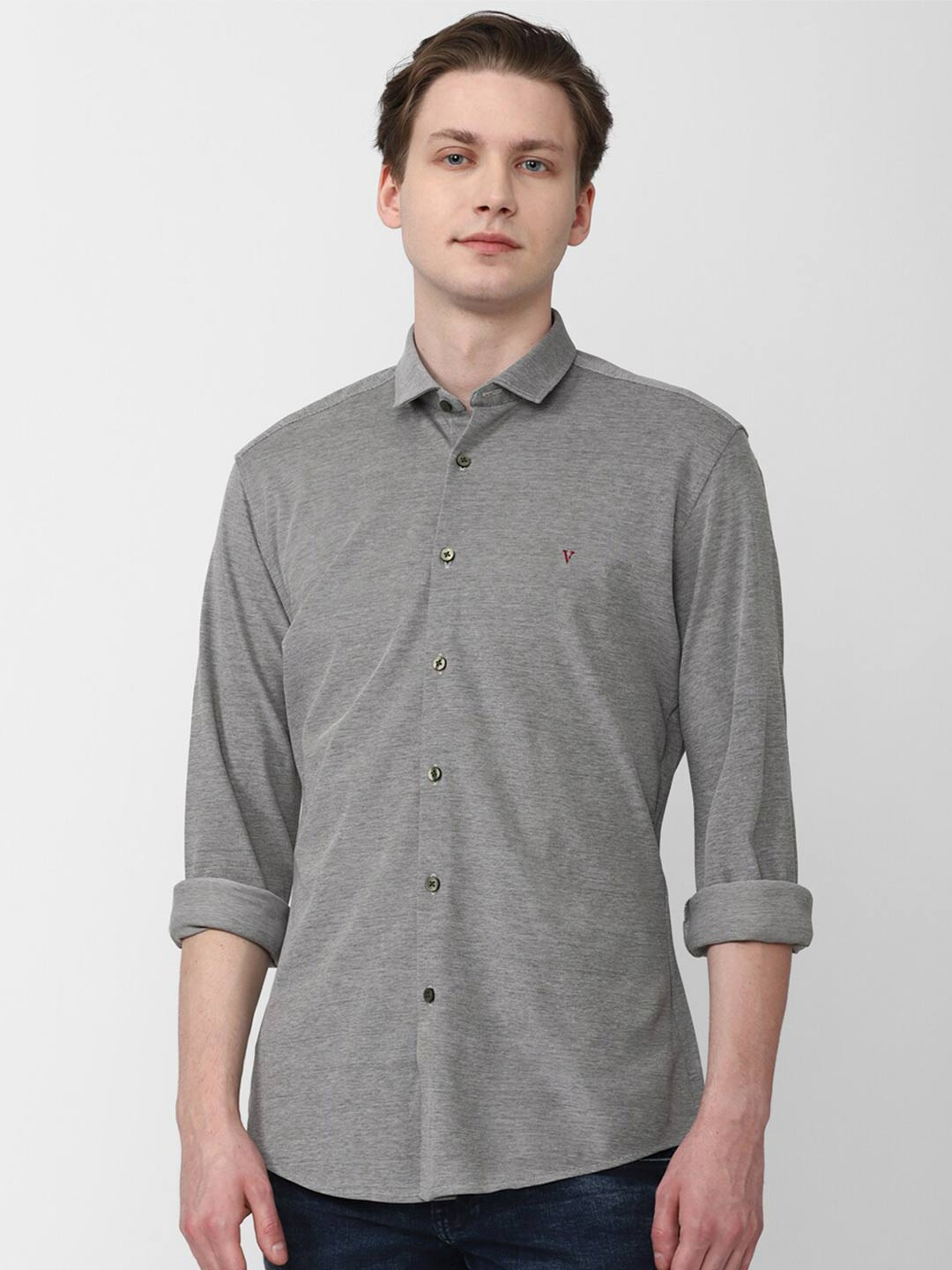 

Van Heusen Sport Spread Collar Slim Fit Cotton Shirt, Grey