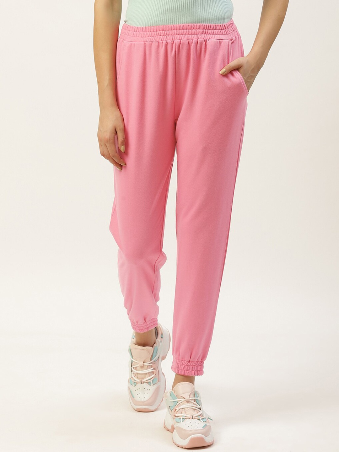 

Laabha Women Mid-Rise Sports Joggers, Pink