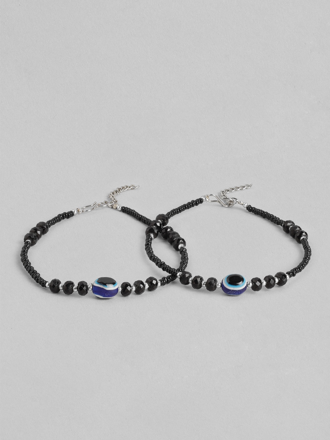 

Rang Gali Set of 2 Beaded Evil Eye Anklet, Black