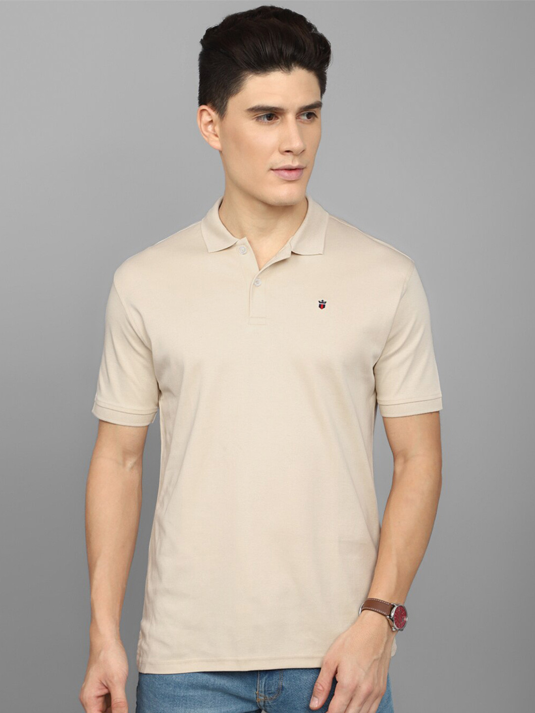 

Louis Philippe Polo Collar Cotton T-shirt, Beige