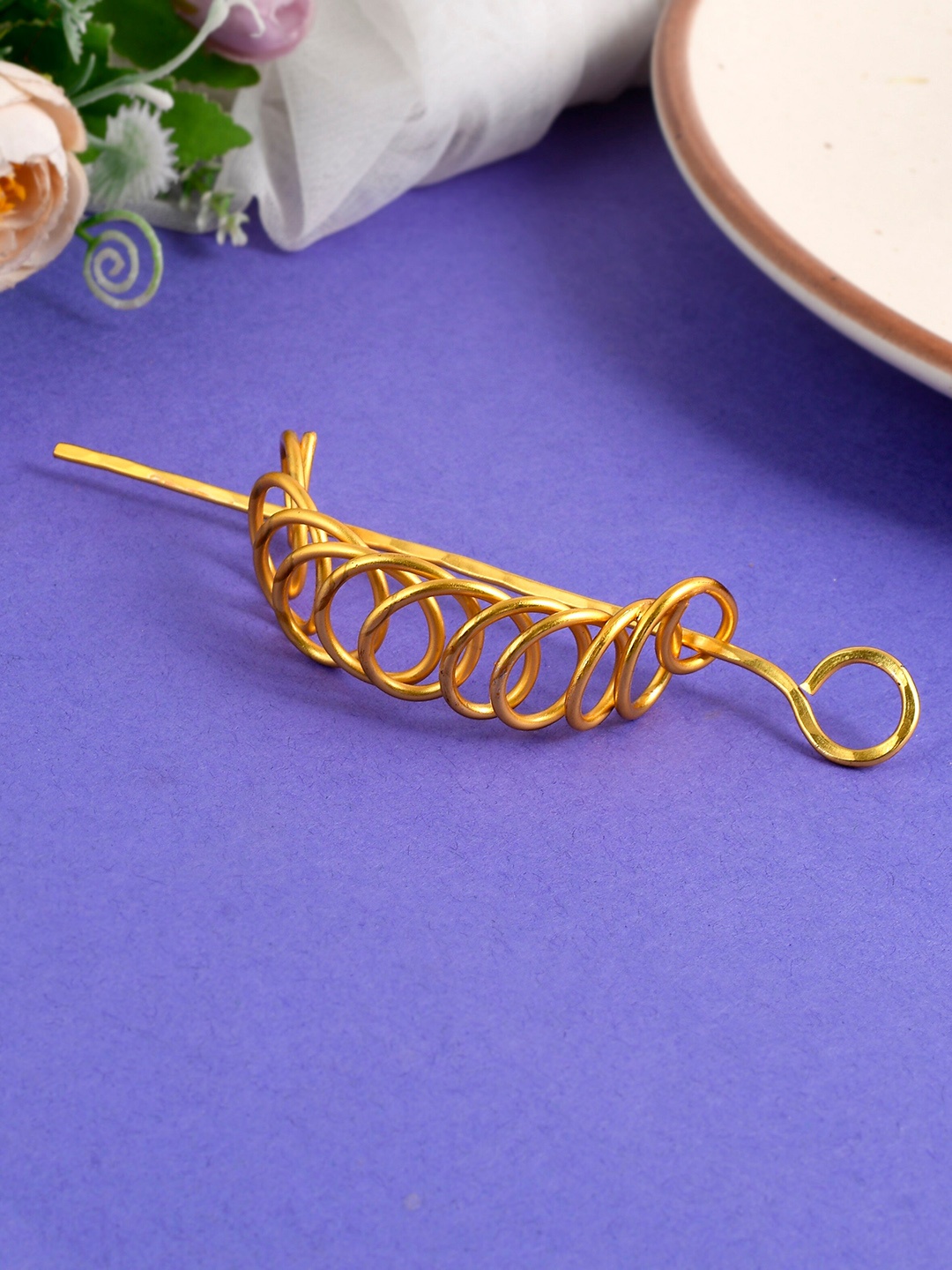 

Silvermerc Designs Intricate Textured Bun Pin, Gold