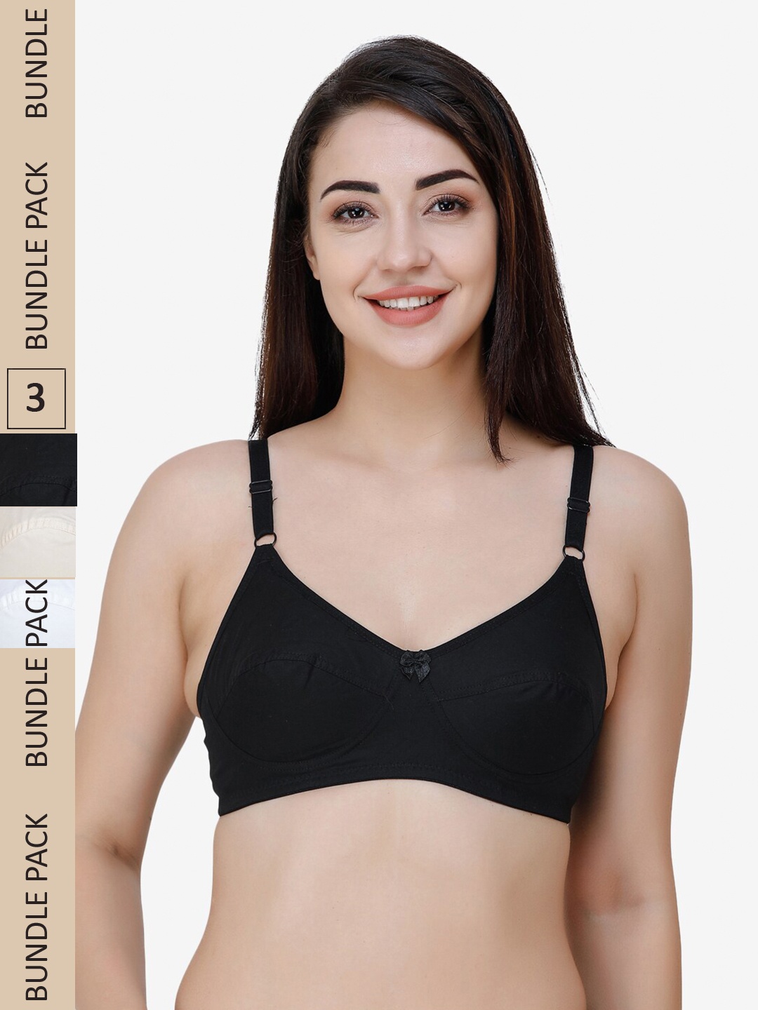 

College Girl Pack of 3 Pure Cotton Everyday Bra - Full Coverage, White