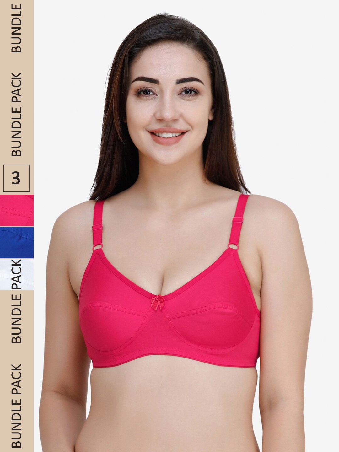 

College Girl Pack of 3 Pure Cotton Everyday Bra - Full Coverage, Blue