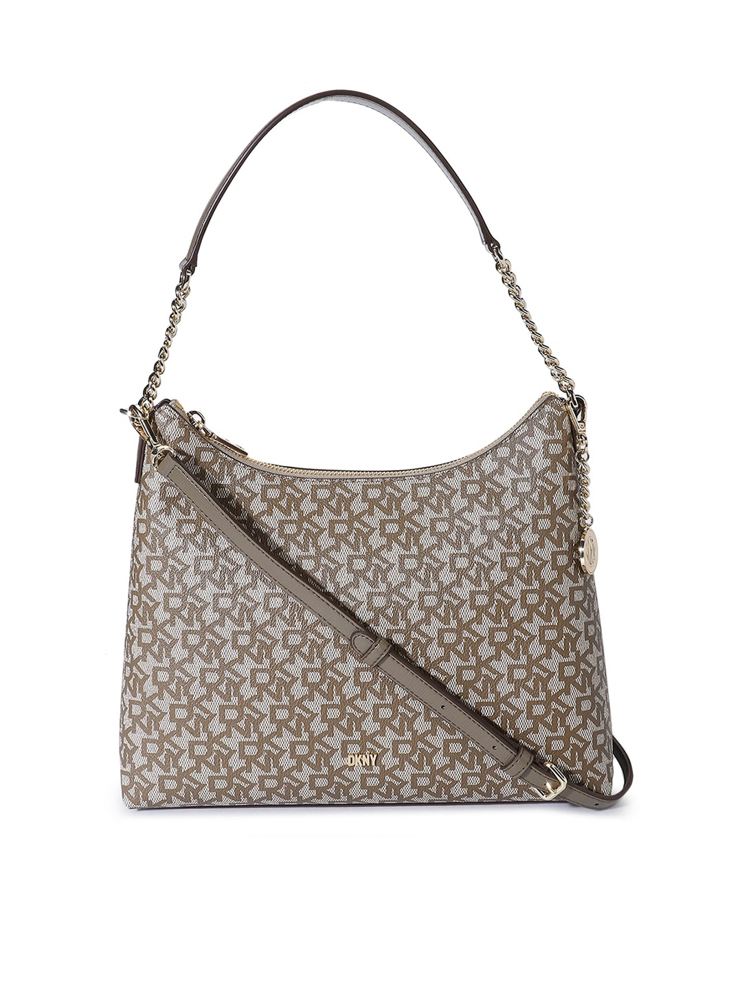 

DKNY Women Printed Leather Structured Hobo Bag, Brown
