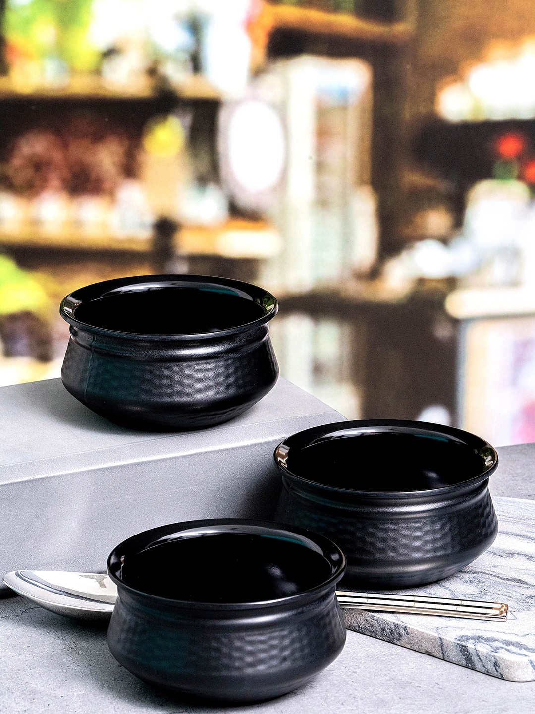 

Stehlen Black & 3 Pieces Melamine Glossy Bowls