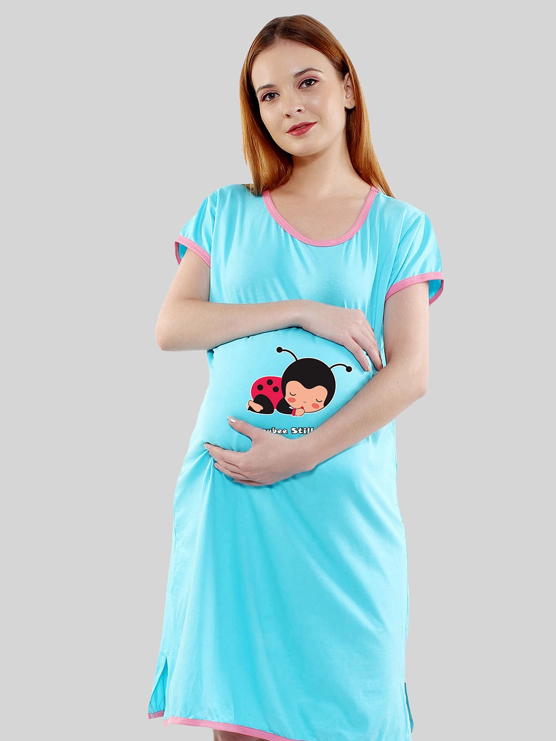 

SillyBoom Graphic Printed Maternity Cotton T-Shirt Dress, Blue