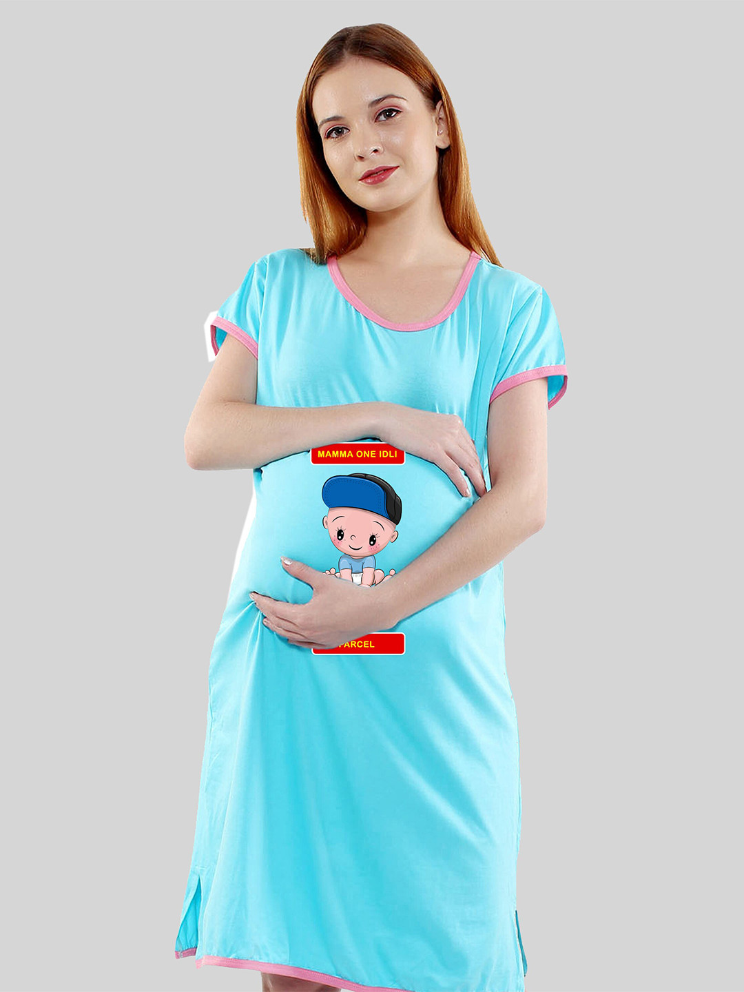 

SillyBoom Printed Cotton Maternity T-Shirt Dress, Blue