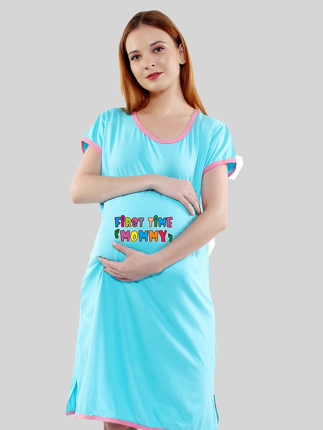 

SillyBoom Printed Pure Cotton Maternity T-shirt Nightdress, Blue